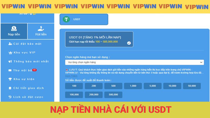 Hình thức nạp tiền nhà cái với USDT