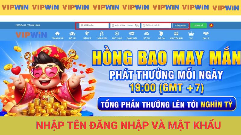 Nhập tên và mật khẩu theo yêu cầu nhà cái